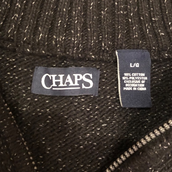 CHAPS cotton pullover / zipper Winter sweater - Picture 3 of 3